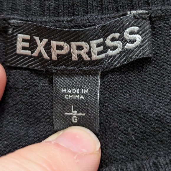 Express Black Gold Long Sleeve Cotton Blend Sweater L - Picture 7 of 9